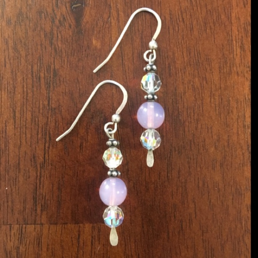 Beaded Pink Iridescent Craft Earrings